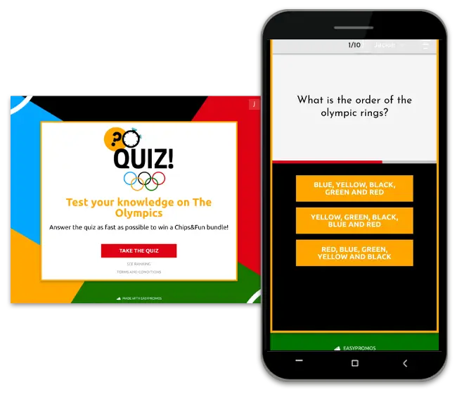 olympic games promotion idea for any brand: branded timed quiz 