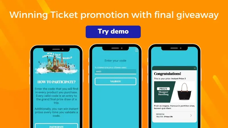 Redeem codes with final prize draw demo
