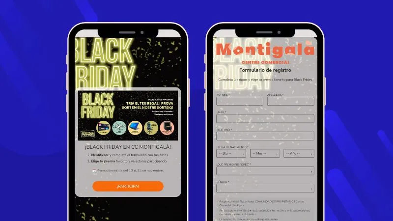 Ejemplo de sorteo con registro de Black Friday